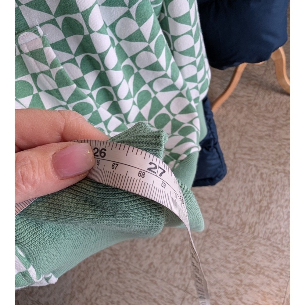 Cali 1850 Los Angeles Green White Geometric Heart‎ Hoodie Small Oversized Cozy - Picture 7 of 9